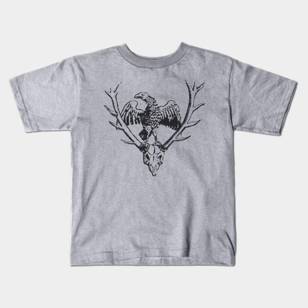 Heroic victory sign eagle over antlers Kids T-Shirt by JamexAlisa